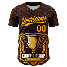 Загрузить изображение в средство просмотра галереи, Custom Brown Gold 3D Pattern Design Champion Trophy Authentic Baseball Jersey
