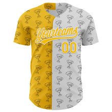 Загрузить изображение в средство просмотра галереи, Custom White Yellow 3D Pattern Design Champion Trophy Authentic Baseball Jersey
