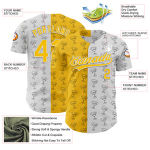 Custom White Yellow 3D Pattern Design Champion Trophy Authentic Baseball Jersey