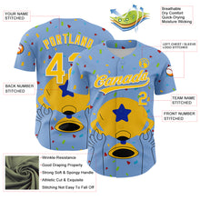 Загрузить изображение в средство просмотра галереи, Custom Light Blue Yellow-White 3D Pattern Design Champion Trophy Authentic Baseball Jersey
