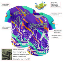 Загрузить изображение в средство просмотра галереи, Custom Purple Pea Green 3D Pattern Design Champion Trophy Authentic Baseball Jersey
