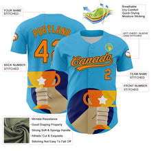 Загрузить изображение в средство просмотра галереи, Custom Sky Blue Bay Orange US Navy Blue-Yellow 3D Pattern Design Champion Trophy Authentic Baseball Jersey
