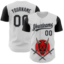 Charger l&#39;image dans la galerie, Custom White Black-Gray 3D Pattern Halloween Skull Authentic Baseball Jersey
