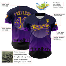 Загрузить изображение в средство просмотра галереи, Custom Black Purple-Yellow 3D Pattern Halloween Skull Authentic Baseball Jersey
