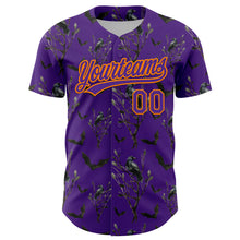 Загрузить изображение в средство просмотра галереи, Custom Purple Bay Orange 3D Pattern Halloween Authentic Baseball Jersey
