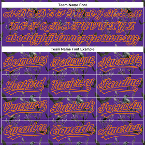 Custom Purple Bay Orange 3D Pattern Halloween Authentic Baseball Jersey