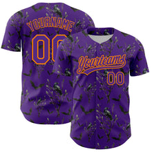 Загрузить изображение в средство просмотра галереи, Custom Purple Bay Orange 3D Pattern Halloween Authentic Baseball Jersey
