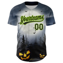 Загрузить изображение в средство просмотра галереи, Custom Gray Black-Neon Green 3D Pattern Halloween Authentic Baseball Jersey
