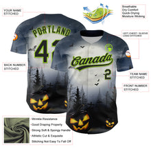 Загрузить изображение в средство просмотра галереи, Custom Gray Black-Neon Green 3D Pattern Halloween Authentic Baseball Jersey
