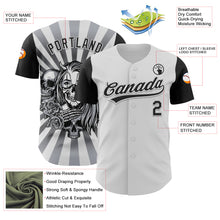 Laden Sie das Bild in den Galerie-Viewer, Custom White Black 3D Pattern Halloween Skull Authentic Baseball Jersey
