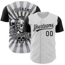 Загрузить изображение в средство просмотра галереи, Custom White Black 3D Pattern Halloween Skull Authentic Baseball Jersey
