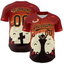 Загрузить изображение в средство просмотра галереи, Custom Orange Black-Bay Orange 3D Pattern Halloween Authentic Baseball Jersey
