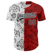 Загрузить изображение в средство просмотра галереи, Custom Red Black-White 3D Pattern Halloween Authentic Baseball Jersey
