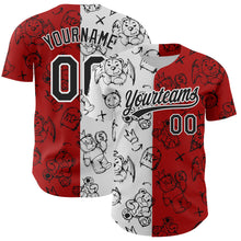 Загрузить изображение в средство просмотра галереи, Custom Red Black-White 3D Pattern Halloween Authentic Baseball Jersey
