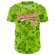 Загрузить изображение в средство просмотра галереи, Custom Neon Green White-Red 3D Pattern Halloween Authentic Baseball Jersey
