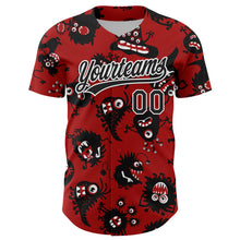 Laden Sie das Bild in den Galerie-Viewer, Custom Red Black-White 3D Pattern Halloween Authentic Baseball Jersey
