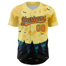 Загрузить изображение в средство просмотра галереи, Custom Light Yellow Bay Orange-US Navy Blue 3D Pattern Halloween Authentic Baseball Jersey
