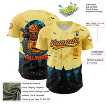 Загрузить изображение в средство просмотра галереи, Custom Light Yellow Bay Orange-US Navy Blue 3D Pattern Halloween Authentic Baseball Jersey
