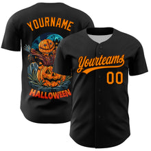 Загрузить изображение в средство просмотра галереи, Custom Black Bay Orange-Brown 3D Pattern Halloween Authentic Baseball Jersey
