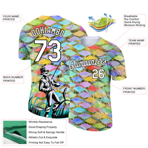 Custom Neon Green White-Black 3D Pattern Design Fishing Performance T-Shirt