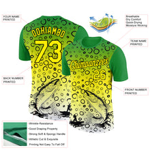 Загрузить изображение в средство просмотра галереи, Custom Grass Green Light Yellow-Black 3D Pattern Design Trout Fish Fishing Performance T-Shirt
