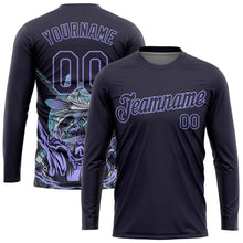 Загрузить изображение в средство просмотра галереи, Custom Navy Light Purple 3D Pattern Design Fishing Performance T-Shirt
