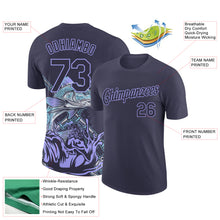 Загрузить изображение в средство просмотра галереи, Custom Navy Light Purple 3D Pattern Design Fishing Performance T-Shirt
