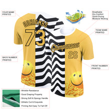 Charger l&#39;image dans la galerie, Custom Yellow Black-White 3D Pattern Design Smile Emoji Performance T-Shirt
