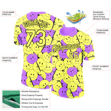 Загрузить изображение в средство просмотра галереи, Custom Light Yellow Medium Purple-Black 3D Pattern Design Smile Emoji Performance T-Shirt
