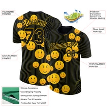 Load image into Gallery viewer, Custom Black Gold 3D Pattern Design Smile Emoji Performance T-Shirt
