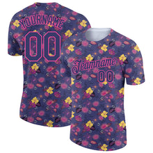 Загрузить изображение в средство просмотра галереи, Custom Navy Pink 3D Pattern Design Flower Performance T-Shirt
