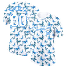 Загрузить изображение в средство просмотра галереи, Custom White Powder Blue 3D Pattern Design Butterfly Performance T-Shirt
