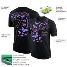 Загрузить изображение в средство просмотра галереи, Custom Black Light Purple 3D Pattern Design Butterfly Performance T-Shirt
