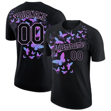 Загрузить изображение в средство просмотра галереи, Custom Black Light Purple 3D Pattern Design Butterfly Performance T-Shirt
