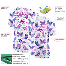 Laden Sie das Bild in den Galerie-Viewer, Custom White Pink 3D Pattern Design Butterfly Performance T-Shirt
