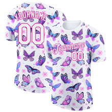 Laden Sie das Bild in den Galerie-Viewer, Custom White Pink 3D Pattern Design Butterfly Performance T-Shirt
