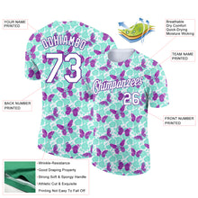 Laden Sie das Bild in den Galerie-Viewer, Custom Aqua White-Purple 3D Pattern Design Butterfly Performance T-Shirt
