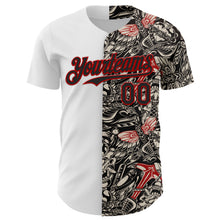 Charger l&#39;image dans la galerie, Custom White Black-Red 3D Pattern Design Vintage Tattoos Authentic Baseball Jersey
