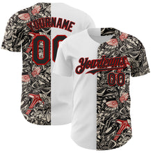 Charger l&#39;image dans la galerie, Custom White Black-Red 3D Pattern Design Vintage Tattoos Authentic Baseball Jersey
