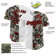 Charger l&#39;image dans la galerie, Custom White Black-Red 3D Pattern Design Vintage Tattoos Authentic Baseball Jersey
