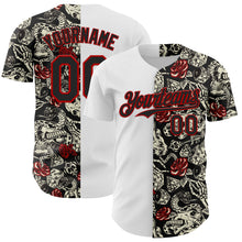 Charger l&#39;image dans la galerie, Custom White Black-Red 3D Pattern Design Vintage Tattoos Authentic Baseball Jersey
