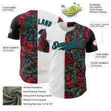 Charger l&#39;image dans la galerie, Custom White Black-Teal 3D Pattern Design Vintage Tattoos Authentic Baseball Jersey
