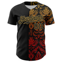 Laden Sie das Bild in den Galerie-Viewer, Custom Black Old Gold 3D Pattern Design Vintage Tattoos Authentic Baseball Jersey
