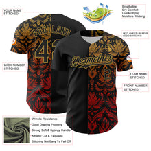 Laden Sie das Bild in den Galerie-Viewer, Custom Black Old Gold 3D Pattern Design Vintage Tattoos Authentic Baseball Jersey
