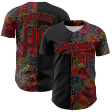 Charger l&#39;image dans la galerie, Custom Black Red 3D Pattern Design Vintage Tattoos Authentic Baseball Jersey
