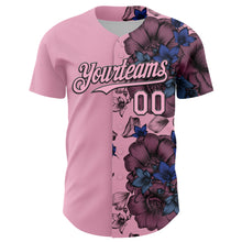 Charger l&#39;image dans la galerie, Custom Light Pink Black 3D Pattern Design Vintage Tattoos Authentic Baseball Jersey
