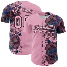 Charger l&#39;image dans la galerie, Custom Light Pink Black 3D Pattern Design Vintage Tattoos Authentic Baseball Jersey
