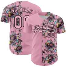 Charger l&#39;image dans la galerie, Custom Light Pink Black 3D Pattern Design Vintage Tattoos Authentic Baseball Jersey
