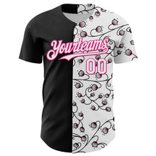 Charger l&#39;image dans la galerie, Custom Black White-Hot Pink 3D Pattern Design Vintage Tattoos Authentic Baseball Jersey
