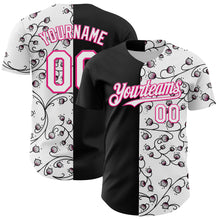 Charger l&#39;image dans la galerie, Custom Black White-Hot Pink 3D Pattern Design Vintage Tattoos Authentic Baseball Jersey
